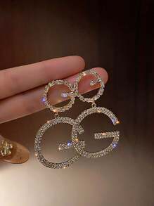 Bông tai khí quyển đặc trưng phong cách Âu Mỹ "GG" dành cho nữ, Phụ kiện tai phóng đại tinh xảo - Vàng - Xem 6