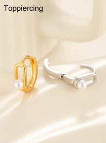 Toppiercing 1 对独特的几何空心软骨夹式耳环，适合女孩