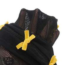 Women Lace Bolero Shrug Tops With Velvet Bows Hollow Out Shrug Open Front Cropped Cardigan Bolero Fishnet Shawl Arm Sleeves With Finger Holes Costume Accessories - 黑色和金色 - 查看 8