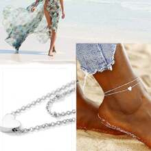 女士不锈钢链式脚链，银色/金色/黑色，脚链防过敏，8.5-10.5 英寸可调节