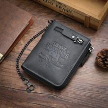 1pc New Men Wallet Vintage Skull Multi-Function Zipper Card Holder Wallet For Young Student Versatile Multi Card Slots Wallet Purse Wallet Mini Wallet Men Wallet Leather Small Wallet - Black - View 8