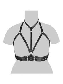 Women Plus Size Harness Strappy Hollow Out Cross Elastic Cage Bra Cupless Bra Body Lingerie For Ladies - Multicolor - View 2