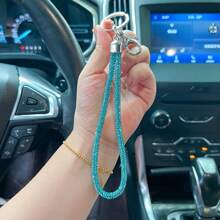 1 件多色时尚奢华闪亮水晶水钻装饰挂绳，适用于手机、汽车钥匙、包包、坚固腕带