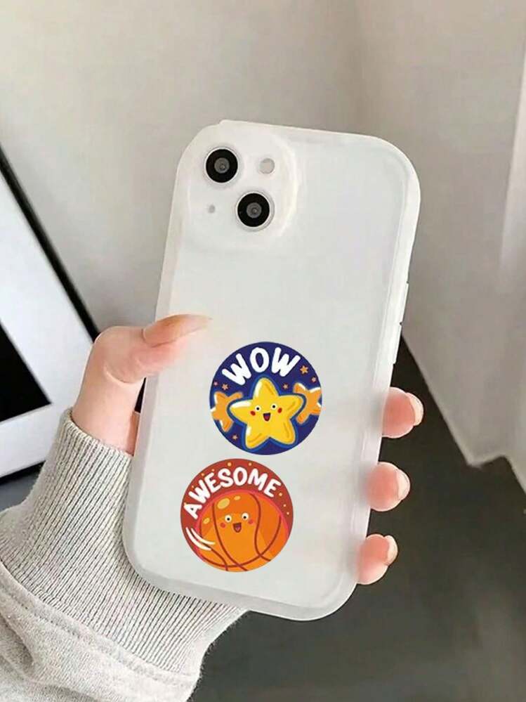 500 张/卷可爱卡通“干得好”、“你做到了”鼓励贴纸，适用于学习奖励、游戏、礼物、圆形印章标签、防水 PVC 贴纸、学校用品、返校 - 彩色 - 查看 3