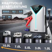 4-In-1 Multifunctional Car Battery Starter - Portable Power Bank With Air Compressor, LED Lighting And Air Pump, Suitable For 12V Vehicles - Compact And Reliable Car Battery Booster With Emergency Lighting - Silver - View 3