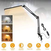 LED Desk Lamp With Clamp And Round Base,Eye Caring Table Lamp With Swing Arm,3 Color Modes,Memory Function, Desk Light For Home Office With USB Adapter Black - Black - View 1