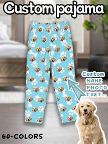 Customized Funny Pajama Pants For Women – Soft, Comfortable, And Personalized, Featuring Your Favorite Photo Or Message, Perfect Gift For Christmas, Birthdays, Or Special Occasions - Blue - View 2