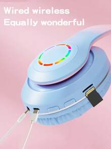 Gradient Color Wireless Headphones, Long Battery Life, HiFi Stereo Foldable Lightweight Headset,Gaming Headphones,Colorful LED Light,Gaming/Office/Party/Work/Call/, Compatible With Smartphone, Computer,TF/3.5MM