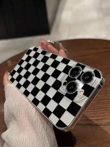 1pc High Permeability Black & White Plaid Painting Thick Shockproof Protective Phone Case Compatible With Iphone 16/16 Pro/16 Plus/16 Pro Max, IPhone 15 Pro Max, Apple P13, P14, P11, P12, XS, XR, 7/8 P, 7/8 GES2, Galaxy S25, S25 PLUS, S25, S25 Ultra, A50, A12, A32, A52, A72, A51, A21S, A13, A14, S22 Ultra, S23, A33, A53, S20 FE, Redmi 11 Youth, 12 Pro, 12/12X, Note 11, 9A, 9C, Poco X3 NFC, Redmi 10, Redmi 9, Note 9, 12C, Note 11 Pro, Redmi 10C, Note 8 Pro - Multicolor - View 8
