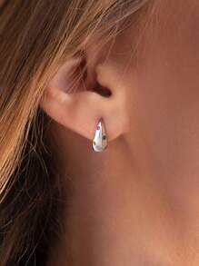 1pair Minimalist Multicolored Zirconia Hoop Earrings For Women S925 Sterling Silver Fine Ladies Jewelery Gift Exquisite Party Gifts