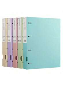 1pc Morandine Color A4 File Folder, D-Ring 4-Hole Document Organizer Binder,Back To School,School Supplies - Multicolor - View 2