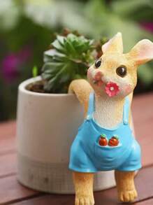 1pc Creative Hanging Rabbit Decoration, Cute Couple Rabbits Planter/Aquarium Decor Garden Ornament