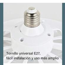 Ventilador de techo con luz 2 en 1, portalámparas E27 universal, con mando a distancia, 3 velocidades de viento ajustables gradualmente, luz silenciosa, adecuado para sala de estar y dormitorio. - Blanco - Ver 6