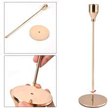 3 件装锥形蜡烛烛台，现代装饰烛台，适合婚礼、餐饮、派对（金色） - 金色 - 查看 2