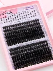 Fluffy Volume D Curl Lash Clusters DIY Set With Bottom Lashes Mixed Length For Beginners - màu đen - Xem 8