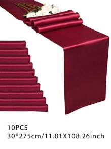 Set de 2 piezas/10 piezas Manteles de tela satinada multicolor de 30*275cm de largo, telas de alta calidad y suavidad sedosa para bodas, fiestas de cumpleaños, banquetes, graduaciones, decoración de eventos de compromiso, también se puede usar como faja para sillas o accesorio