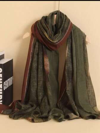 1 pieza Pañuelo de cabeza minimalista en degradado multicolor, pañuelo geométrico de poliéster cálido y a la moda, versátil para otoño/invierno