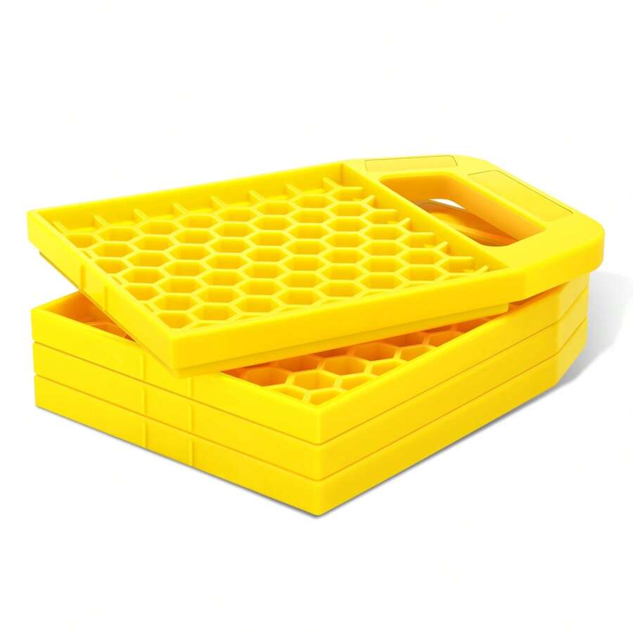 [4 piezas] Bloques de nivelación, almohadillas estabilizadoras de gato para ruedas de caravana o autocaravana, de 8.8"X6.5" - Amarillo - Ver 1