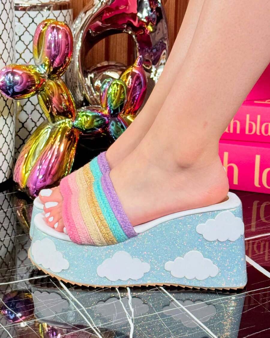 SHEIN ALPARGATAS DE MODA MUJER CON ARCOIRIS DE COLORES ZAPATOS PARA PLAYA SANDALIAS - Multicolor - Ver 1