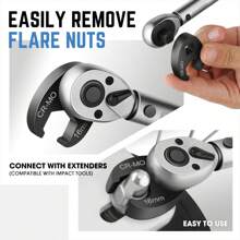 15pc Crowfoot Flare Nut Tool Kit For 8 To 24mm Flare Nuts, Metric Crows Foot Wrench Set For 3/8Inch And 1/2Inch Drive Ratchet - Blue - View 5