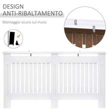 HOMCOM Copritermosifone a Doghe in MDF, Copertura Termosifone per Casa e Ufficio, Bianco - Bianco - Visualizzare 7