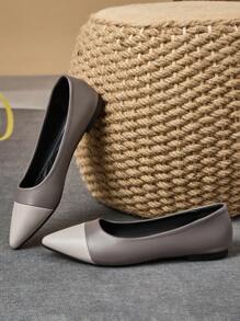 女士浅灰色芭蕾平底鞋，舒适透气百搭日常工作办公室休闲便鞋