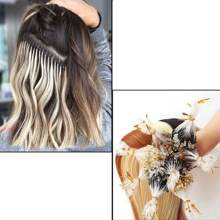 100 Strands Micro Loop Hair Extensions 16-22inch Straight Micro Link Real Human Hair Hair Extensions Invisible Micro Beads Micro Ring Hair Extensions Full Head Highlight - 彩色 - 查看 3