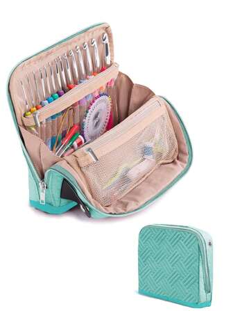 1/2 件装钩针收纳盒（立式）- 钩针收纳盒 - 适用于编织和钩针用品、钩针针、钩针配件（仅含收纳袋）、珠宝盒、收纳袋、化妆刷收纳盒、化妆刷收纳盒、香水收纳盒、化妆包，女士礼物、圣诞礼物、女士礼品创意