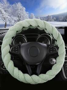 Women's Fluffy Plush Car Steering Wheel Cover (With Inner Ring), Soft Warm Cute Auto Accessories, Applicable To Vehicles, Sedans, Universal, Furry, Anti-Slip, Standard Size 14.5-15 Inches - one-size - View 2