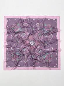 1pc Women's 90*90cm Paisley Pattern Print Bandana, Outdoor Headband And Square Scarf Elegant Bandana,Hair Band,Head Band Ideal For Dressing Up Your Look Winter Fall - Purple - View 1