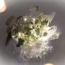 1set/3set LED Lights Flower Bouquet Wrapping Paper, Shiny Floral Bouquet Packing Film, DIY Flower Bouquet Craft Supplies, Wedding & Birthday Gift, 23.6X23.6 Inch (1pc ) - Multicolor - View 5