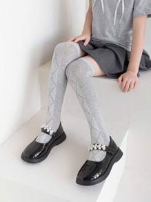 1 Pair Kids Thin Knee-High Socks,Princess Design Leg Warmers,Versatile Mesh Long Stockings For Girls, Spring/Summer