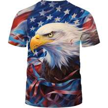 3D Eagle Print T-Shirt -  Unisex Shirt Patriotic Theme,Oversized Tshirts Animal Graphic Tee,Comfort Colors T-Shirts,Round Neck Short Sleeve Casual T-Shirt,Holiday Gift - Áo thun đại bàng003 - Xem 2