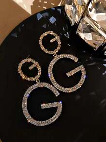 Bông tai khí quyển đặc trưng phong cách Âu Mỹ "GG" dành cho nữ, Phụ kiện tai phóng đại tinh xảo - Vàng - Xem 5