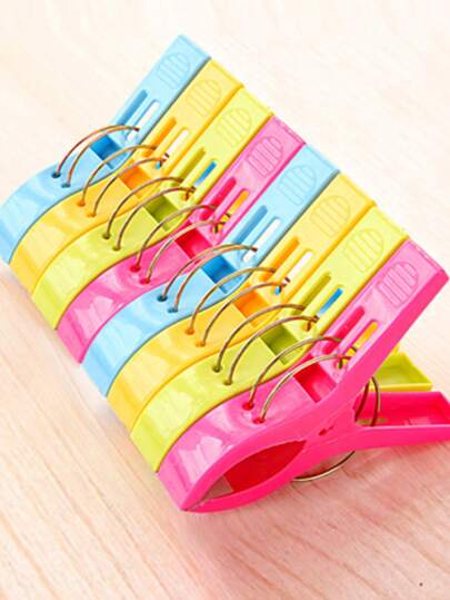 8pcs/4pcs Beach Towel Clips, Chair Clips, Plastic Clothes Hangers, Yellow/Blue/Green/Red Color