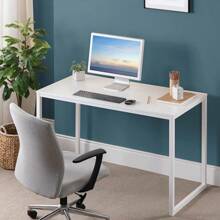 ZINUS Jennifer 55 Inch White Frame Desk, Computer Workstation, Office Desk, Dining Table, Easy Assembly, Natural - 白色 - 查看 10