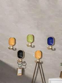 自粘装饰挂钩，重型防损墙钩，无需钻孔，可悬挂衣服/包包，强力粘胶家居浴室装饰 - 彩色 - 查看 2