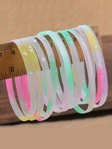 100pcs/50pcs/10pcs Assorted Fluorescent Silicone Bangle Bracelet, 3mm Glow Band For Couples, Suitable For Birthday, Party, Festival, Battery-Free, Silicone Material, Sports-Style Jewelry