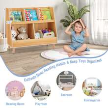 Lifezeal 5-Cube Kids Bookshelf And Toy Organizer Wooden Storage Bookcase With Wood Legs Natural/White/Beige - Natural - View 6