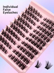 Asiteo 120片D型卷翘蓬松单根假睫毛，猫眼簇状设计，分段式，适合DIY化妆，新手友好，可重复使用