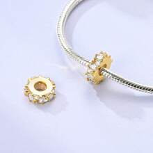 1 chiếc mặt dây chuyền silicon tráng men Cubic Zirconia màu vàng tinh xảo phù hợp với vòng tay 3mm, vòng cổ, hạt trang sức tự làm, đeo hàng ngày - Bạc - Xem 3