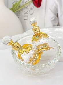 Botella de perfume de cristal esmaltado con diseño de mariposa vintage de 15ml, decoración con patrón de cristal con diamantes, recipiente recargable para aceites esenciales, accesorio de viaje de aceites esenciales, dispensador de perfume y aceites esenciales (SOLO LA BOTELLA VACÍA, SIN PERFUME)