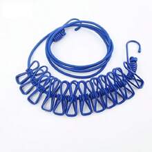 1pc Retractable Portable Travel Clothesline With 12 Clips, Indoor Drying Rack, Outdoor Camping Accessories