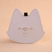 Cute Cartoon Dog Poop Bag With Leash Holder, PU Leather, Korean Style, Pet Cleaning Waste Bag