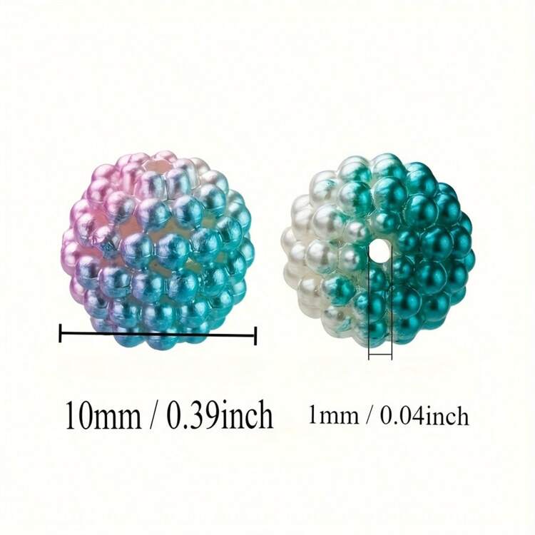 60 件 10 毫米双色渐变亚克力山楂珠，适合 DIY 珠宝制作、手工配饰和头饰填充物 - 彩色 - 查看 3