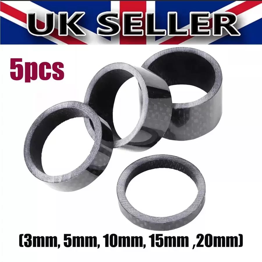 Carbon Fiber 3/5/10/15/20mm 5PCS Headset Spacer 1 1/8" Stem For Bike MTB Bicycle