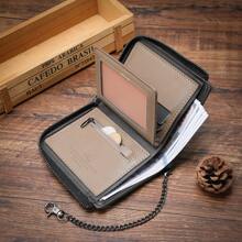 1pc New Men Wallet Vintage Skull Multi-Function Zipper Card Holder Wallet For Young Student Versatile Multi Card Slots Wallet Purse Wallet Mini Wallet Men Wallet Leather Small Wallet - Black - View 6