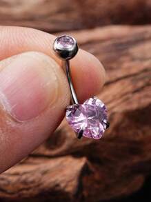 1 Stück 14G Titan Herz rosa CZ Bauchnabel Piercing gebogener Stab mit Innengewinde, Bauchnabel Schmuck, Geschenk für sie, 8mm 10mm 12mm 14mm 16mm - Herz - Übersicht 6