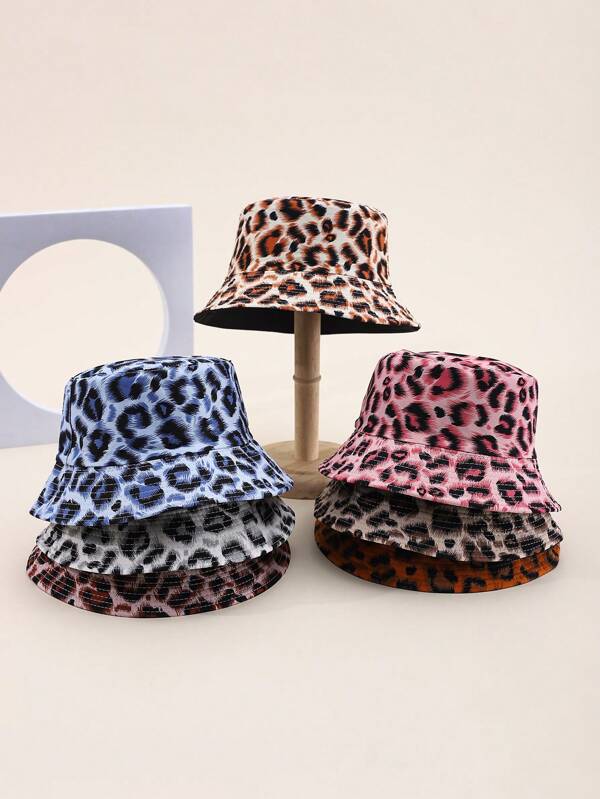 1 Stück Unisex umkehrbarer Leoparden Muster Fischerhut, atmungsaktiv, leicht, Outdoor Sonnenschutz Hut, Lässig, geeignet für den täglichen Gebrauch