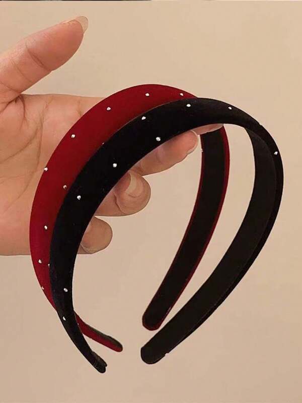 2pcs/Set Women Headbands, Luxury Rhinestone Embellished Hair Accessories For Date, Gift, Evening Party Hairband Diadema Hair Hoop